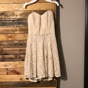 Pale pink strapless lace dress, size small